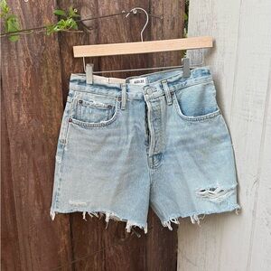 Agolde Women's Distressed Light Blue Jean Shorts